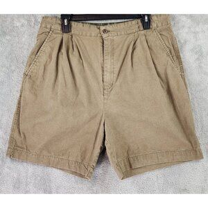 Claybrooke Outdoor Shorts Mens 36 Brown Pleated Chino Vintage Casual Preppy Dad